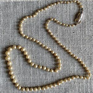 Real Pearl necklace, stone bead bracelet and silver set ring